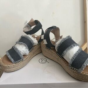Denim Espadrille Wedge Sandals